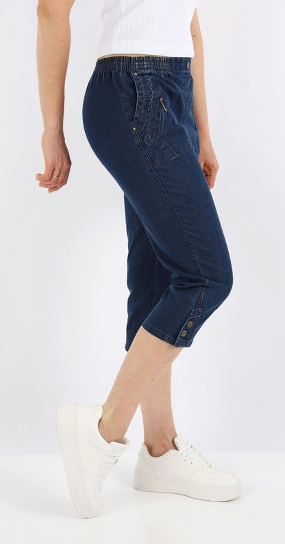 Jeanshose Damen Slim Legs kurz 3/4 Jeans Hose caprihose
