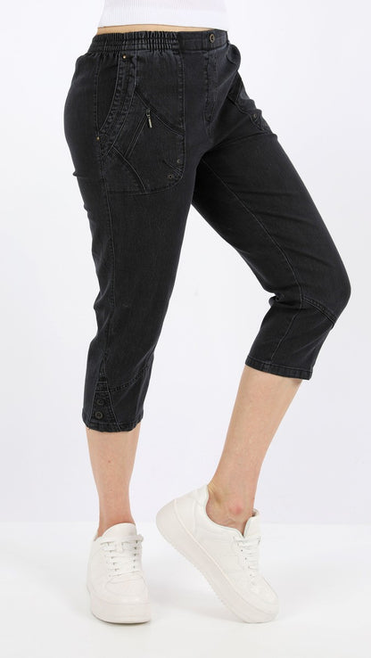 Jeanshose Damen Slim Legs kurz 3/4 Jeans Hose caprihose