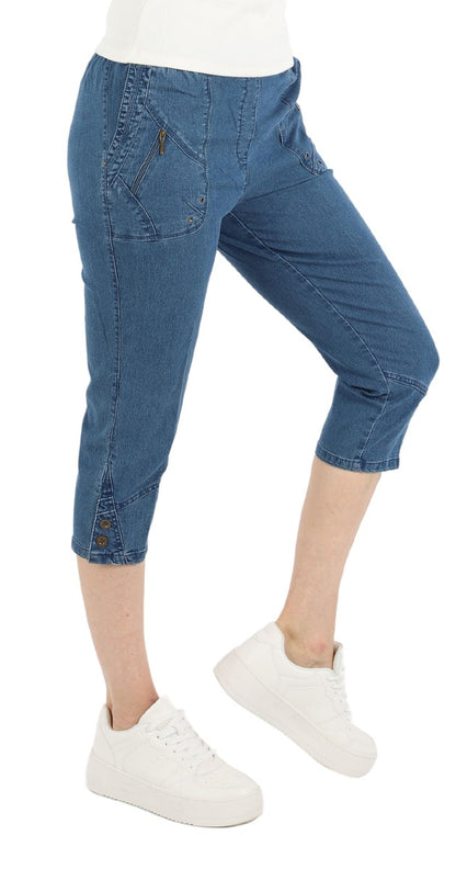 Jeanshose Damen Slim Legs kurz 3/4 Jeans Hose caprihose