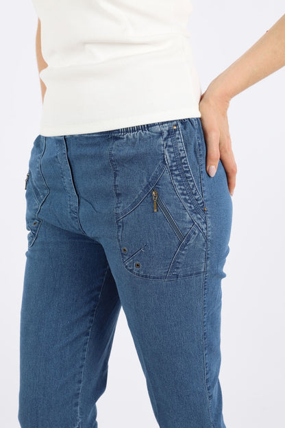Jeanshose Damen Slim Legs kurz 3/4 Jeans Hose caprihose