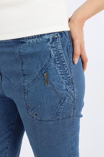Jeanshose Damen Slim Legs kurz 3/4 Jeans Hose caprihose