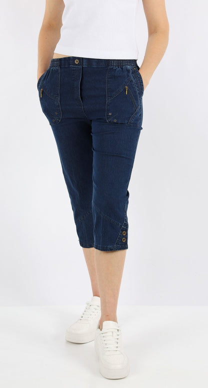 Jeanshose Damen Slim Legs kurz 3/4 Jeans Hose caprihose