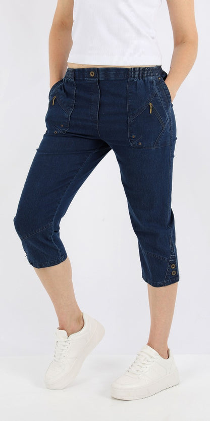 Jeanshose Damen Slim Legs kurz 3/4 Jeans Hose caprihose