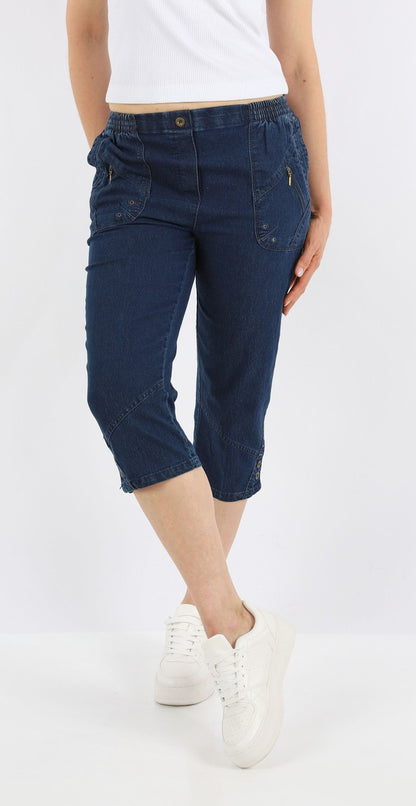 Jeanshose Damen Slim Legs kurz 3/4 Jeans Hose caprihose