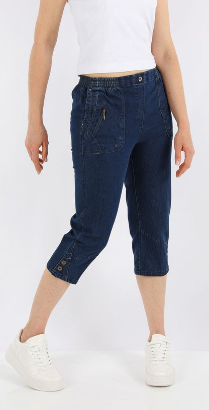 Jeanshose Damen Slim Legs kurz 3/4 Jeans Hose caprihose
