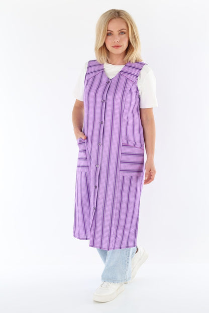 Knopfkittel Baumwolle bunt Kochschürze Hauskleid Kittel Schürze ohne Arm