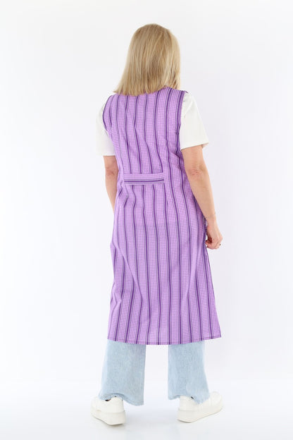 Knopfkittel Baumwolle bunt Kochschürze Hauskleid Kittel Schürze ohne Arm