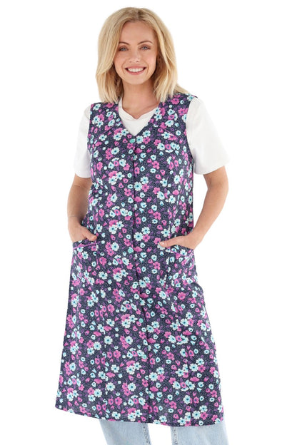 Knopfkittel Baumwolle bunt Kochschürze Hauskleid Kittel Schürze ohne Arm