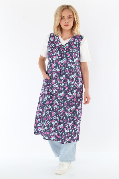 Knopfkittel Baumwolle bunt Kochschürze Hauskleid Kittel Schürze ohne Arm
