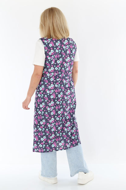 Knopfkittel Baumwolle bunt Kochschürze Hauskleid Kittel Schürze ohne Arm