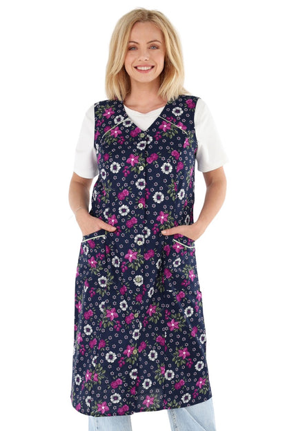 Knopfkittel Baumwolle bunt Kochschürze Hauskleid Kittel Schürze ohne Arm