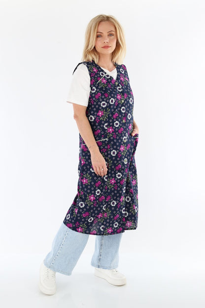 Knopfkittel Baumwolle bunt Kochschürze Hauskleid Kittel Schürze ohne Arm