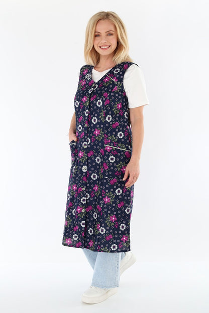 Knopfkittel Baumwolle bunt Kochschürze Hauskleid Kittel Schürze ohne Arm
