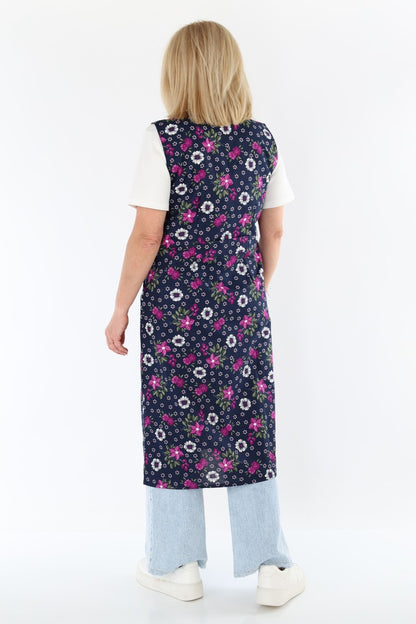 Knopfkittel Baumwolle bunt Kochschürze Hauskleid Kittel Schürze ohne Arm