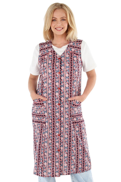 Knopfkittel Baumwolle bunt Kochschürze Hauskleid Kittel Schürze ohne Arm