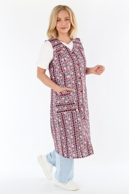 Knopfkittel Baumwolle bunt Kochschürze Hauskleid Kittel Schürze ohne Arm