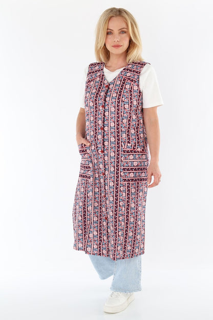 Knopfkittel Baumwolle bunt Kochschürze Hauskleid Kittel Schürze ohne Arm