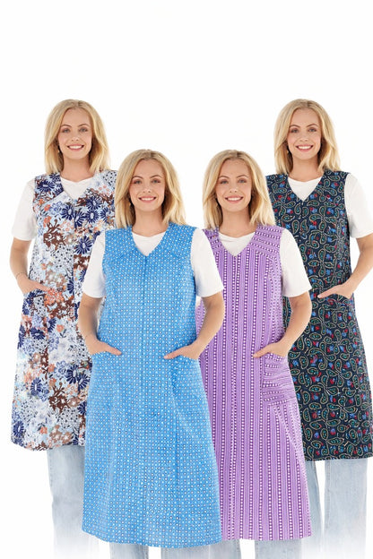 Zip-up Smock Zip-up House Dress Cotton Apron Chef's Apron