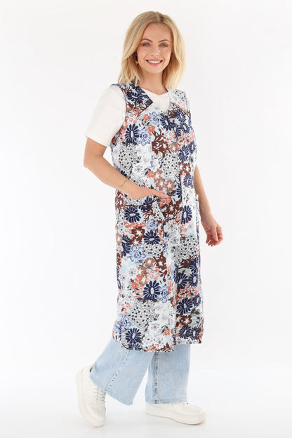 Zip-up Smock Zip-up House Dress Cotton Apron Chef's Apron