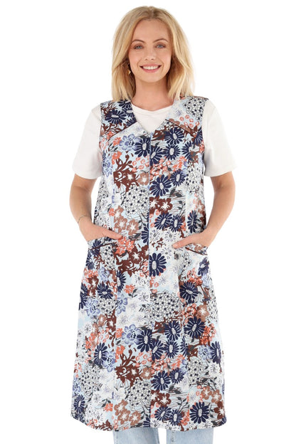 Zip-up Smock Zip-up House Dress Cotton Apron Chef's Apron