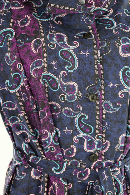 Knopfkittel Damen Baumwolle mit Gürtel 1/4 Arm V-Ausschnitt Taschen
