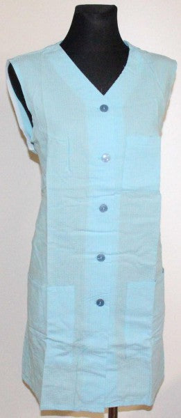 Kasack Hosenkasack Kittel 7/8- Kasack ohne Arm Seersucker blau