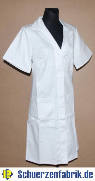 Women's Lab Coat, White Short-Sleeve Nurse's Coat with Collar