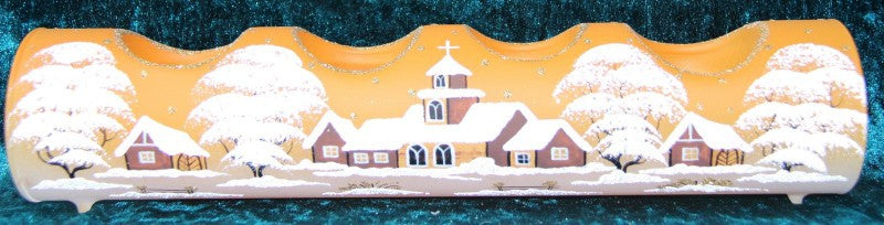4-flame glass tealight holder orange Christmas hand-painted