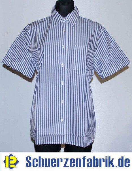 Kellnerbluse Damenbluse  gestreift kurzer Arm Baumwolle