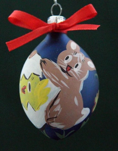 6 Stück Ostereier aus Glas handbemalt Ostern Ostergesteck Osterhasen Osterdeko